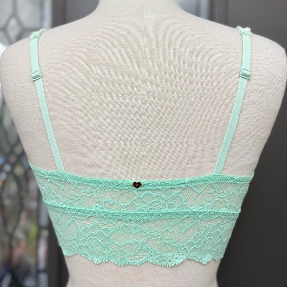 PINK Victoria's Secret Two Toned Mint Lace Bralette Size Large - Picture 4 of 7